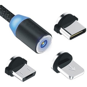 Round shape Magnetic USB 3 in 1 Charging Cable