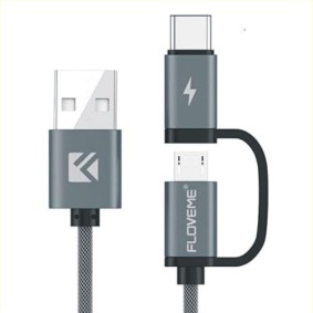 2 in 1 Micro USB + Type-C USB Cable