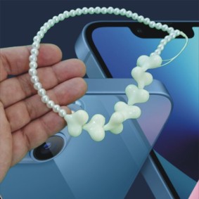 Phone Pearl Lanyard Keychain Mobile Phone Chain Beads with Charms