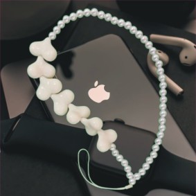 Women Beads Charm Rope Bracelet Disks Bag Hanging Wrist Mobile Strap