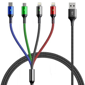Multi Charging 4 in 1 Fast Cable with IP/Type C/Micro Port for Cell Phones