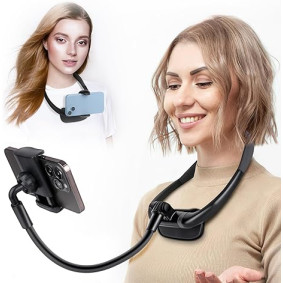 Neck Phone Holder, Hand Free Flexible Phone Holder for 4.7''-6.7'' Phone - POV/Vlog Selfie Mount, Universal Multi-Functional Phone Stand 